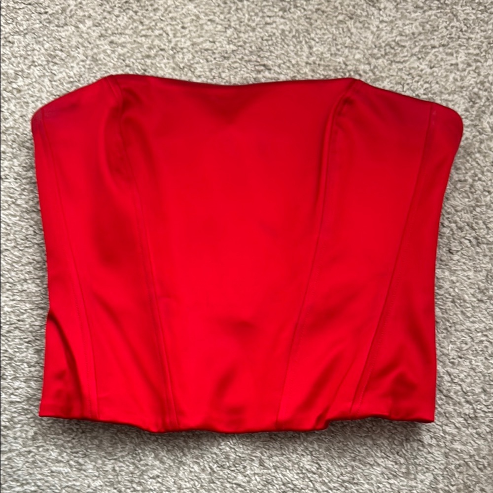 Red Strapless Corset Top